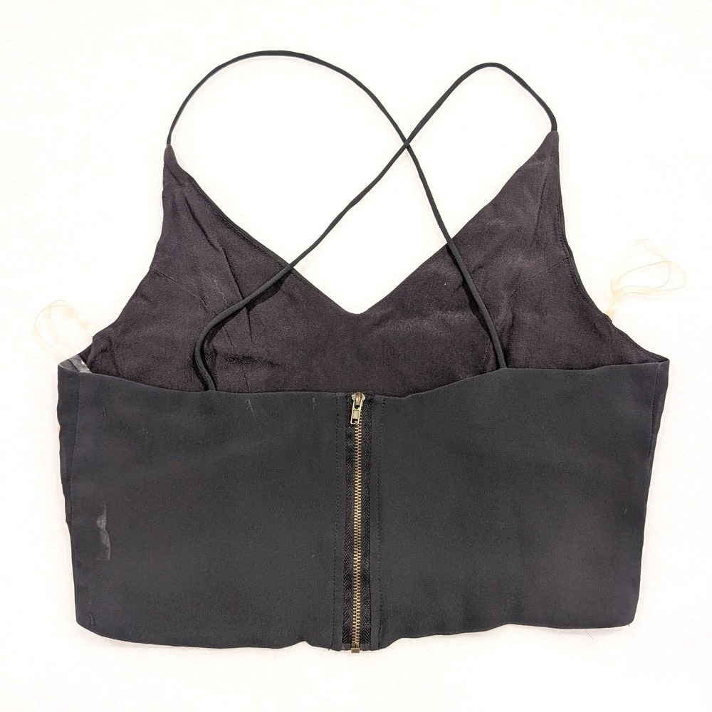 Skylar + Jade Embroidered Floral Crop Top Size M Brown Lined Womens Boho Strappy - Picture 6 of 9